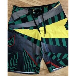 Volcom Board Shorts Mens 31 Dusty Payne Geometric Colorful Surfing Drawstring